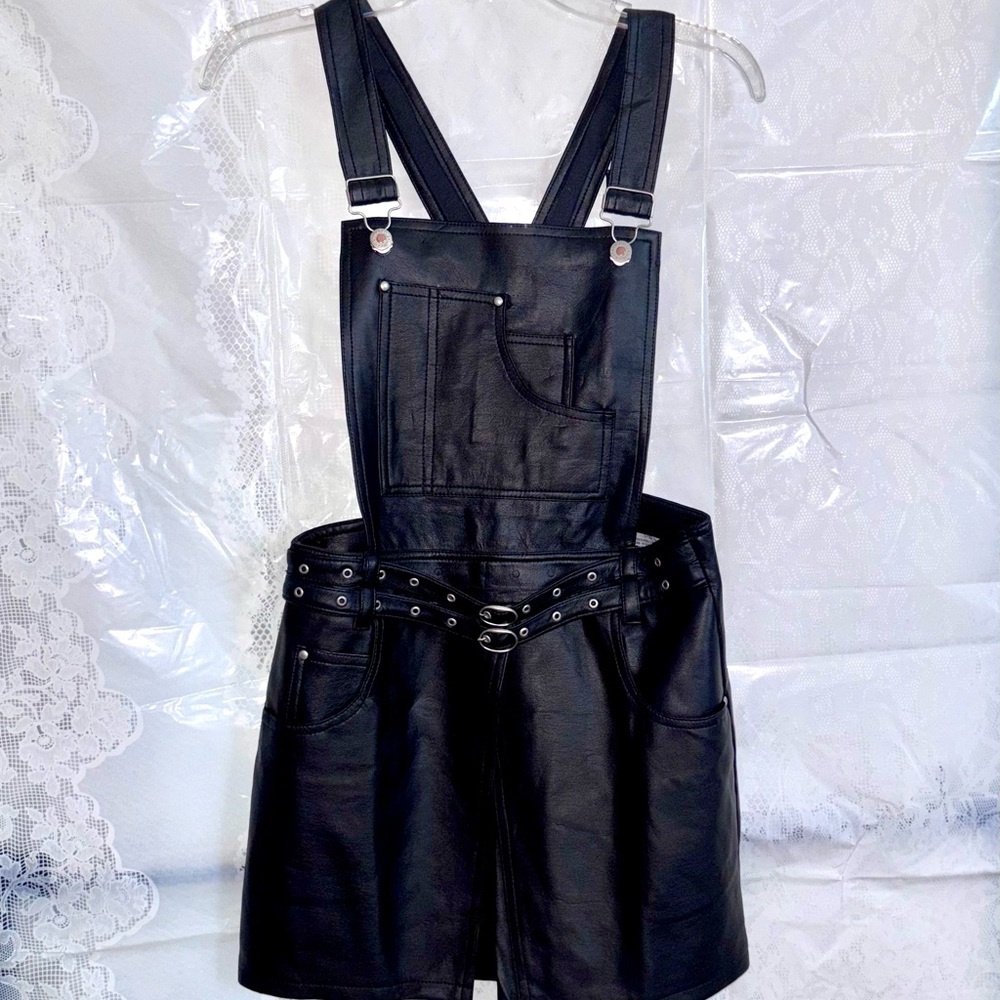 Highway Black Faux leather Skorts Overalls